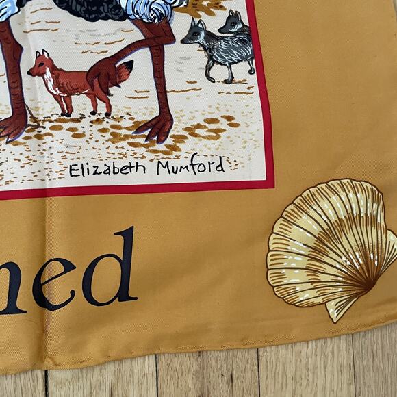 Elizabeth Mumford Mystic Seaport Museum 100% Silk Scarf Noah’s Arc Animals Folk - Picture 2 of 10